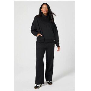 Fabletics Black Glitter Cozy Fleece Track Suit - Large top, Med Bottoms